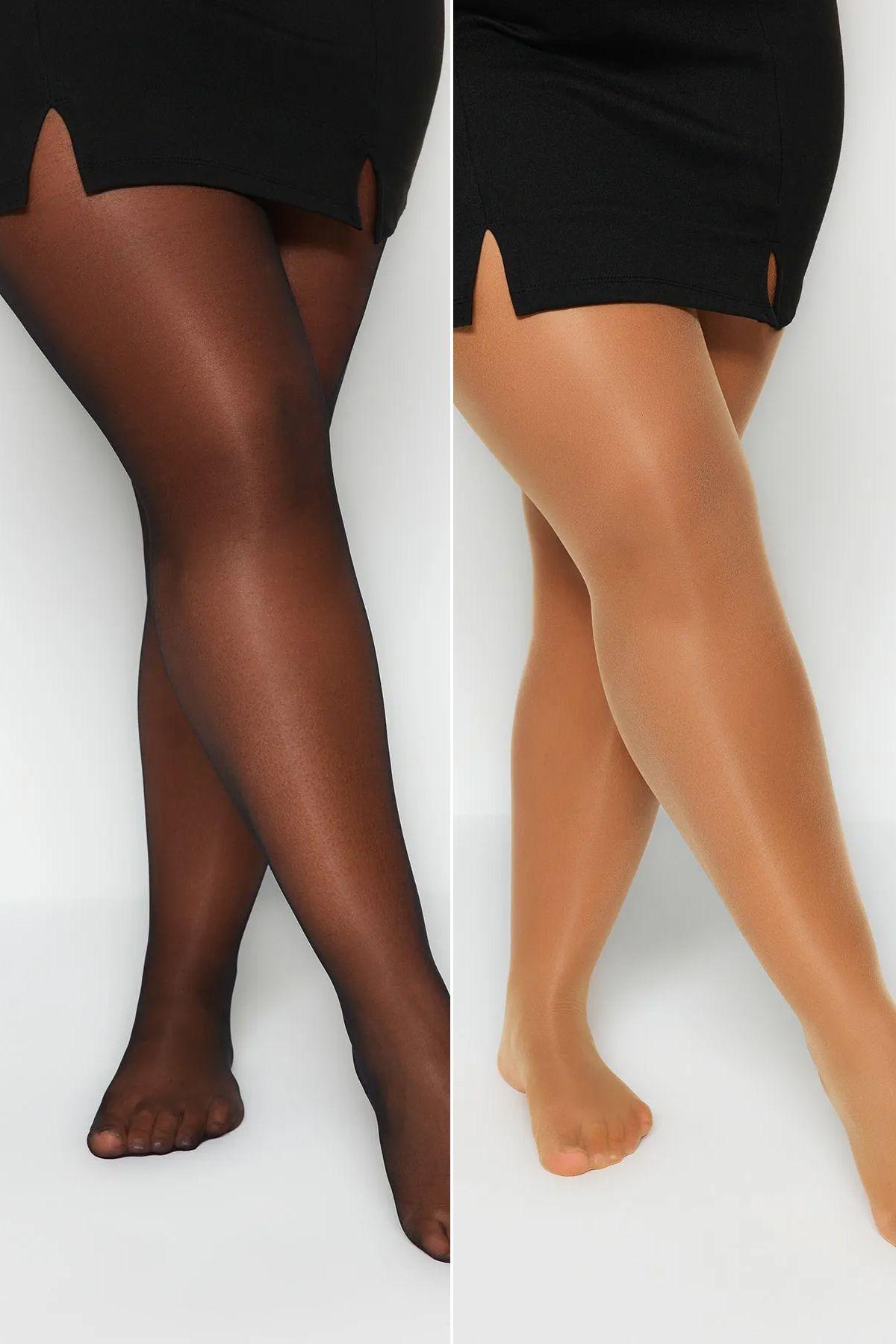 

Women s Fashion Black-Skin 10 Denim 2 Pack Thin Pantyhose
