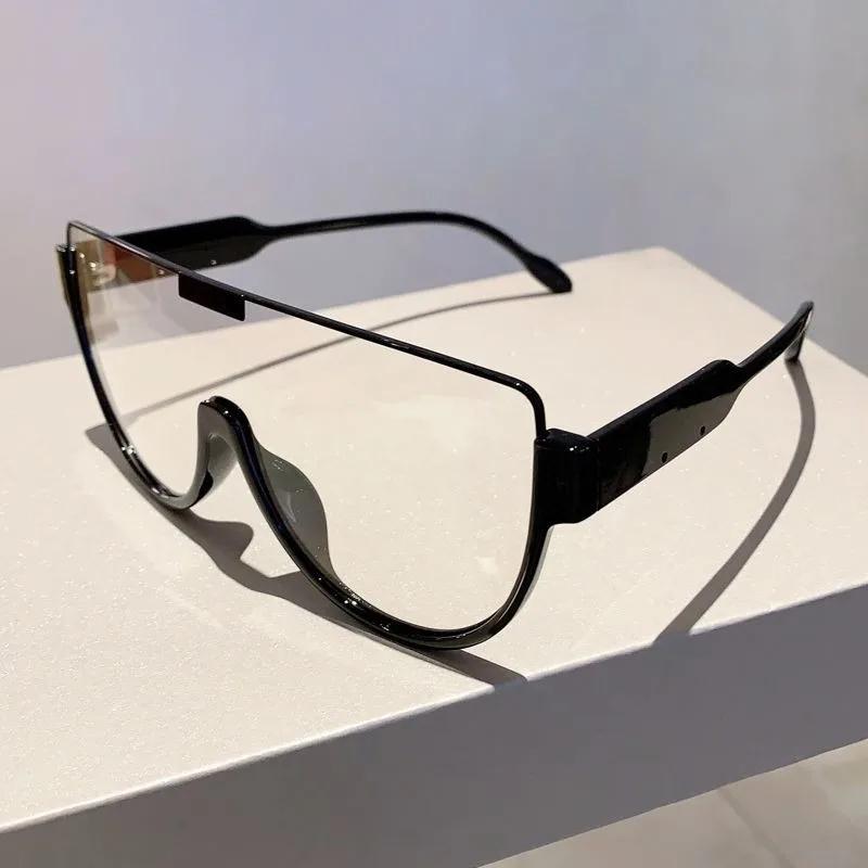 Monoblock Semi-round Sunglasses Half Frame Outdoor Oversized Sun Glasses Designer Goggle Shades for Women & Men
