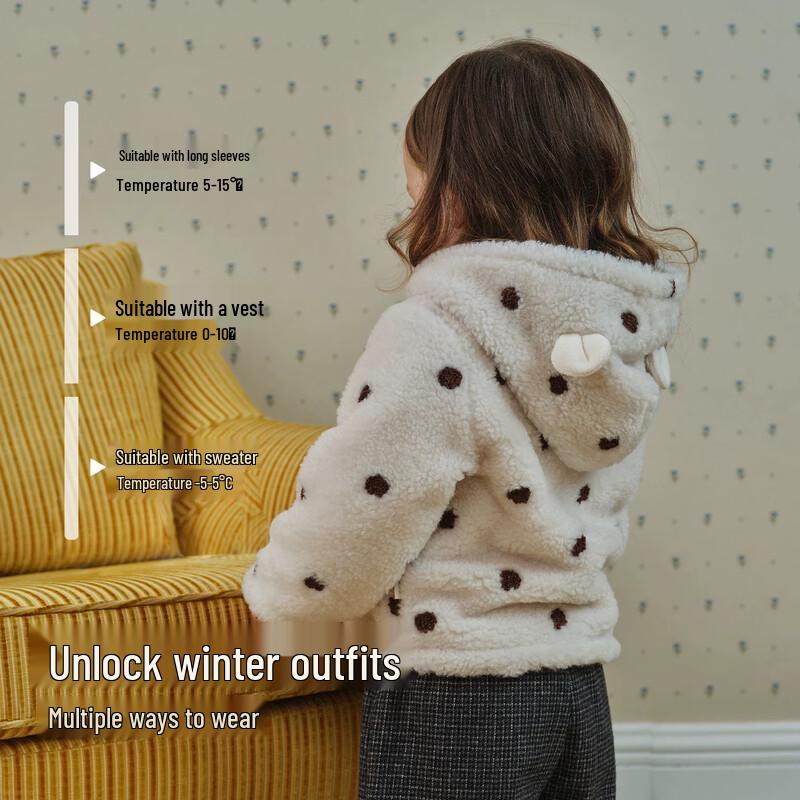 Nidoxiong Children's Fleece-Lined Hooded Winter Jacket