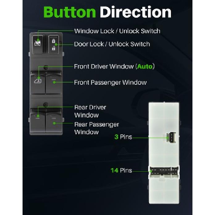 Master Power Window Switch Front Driver Side For 2007-2012 Nissan Altima Sedan