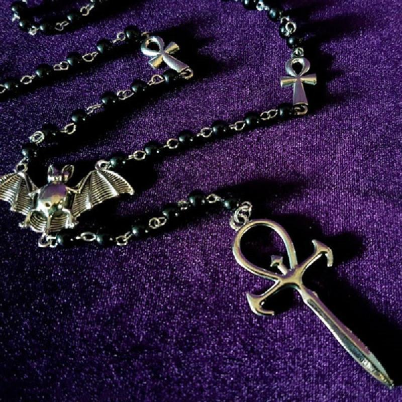Dark Goth Punk, Chain Tied Coffin Retro Made Old Couple Necklace