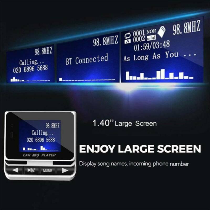 FM Bluetooth-compatible Mp3 Player Large Screen Display Hands-free Calling Fast Charging Adapter