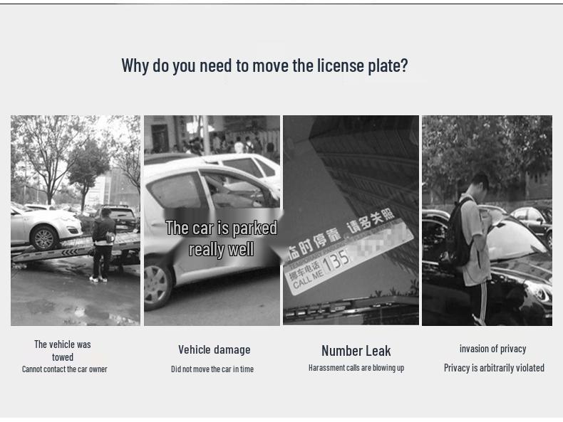 Solar-Powered Temporary Car Parking Sign with Phone Number Display