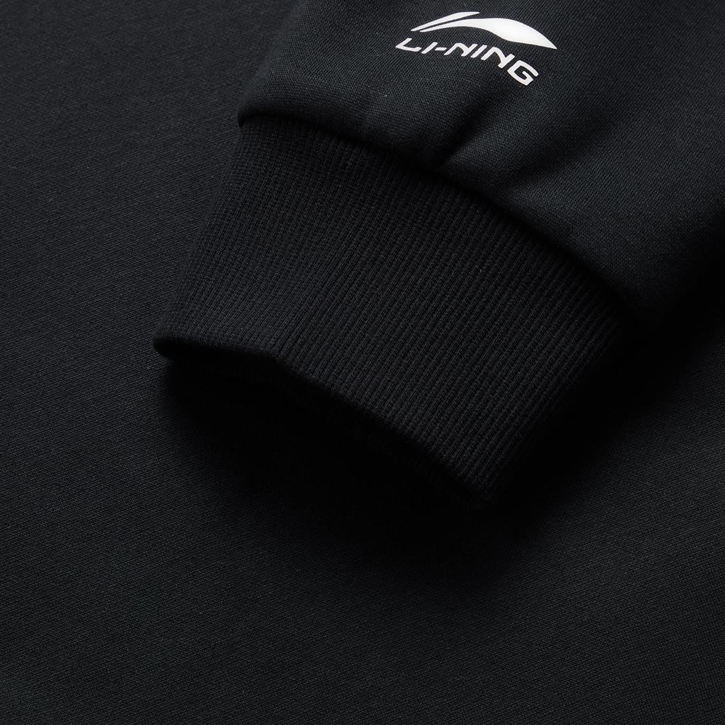Li Ning Sports Fashion Collection Brand Logo Anti Static Fleece Lined Thermal Versatile Casual Loose Fit Crew Neck AWDU981-1