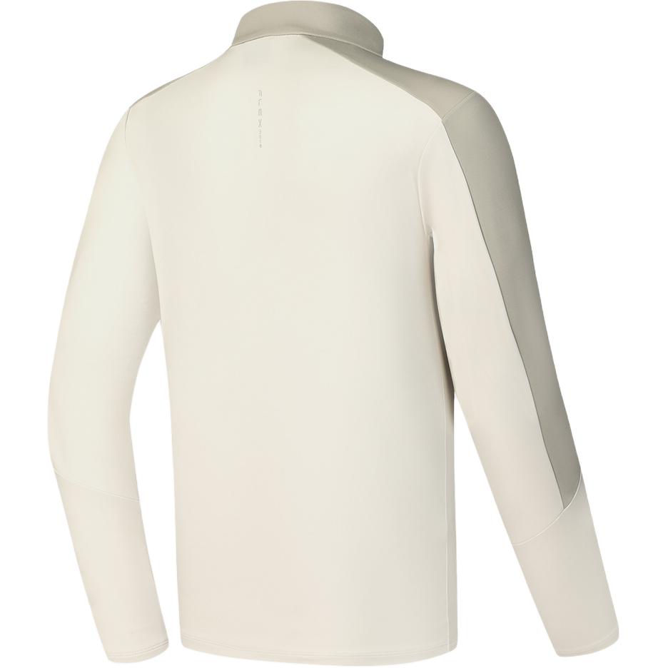 FILA Fitness Color Block Fleece Knit Comfortable Long Sleeve T-Shirt Men Tops White-Birch Gray A11M511222F-GY
