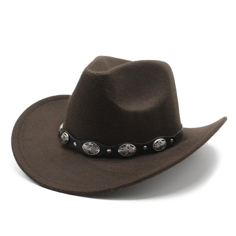 Cowboy Hat Retro Jazz Hat Western Cowboy Woolen Top Hat Felt Hat Retro Hat Cowboy Hat Felt Hat M(56-58cm)