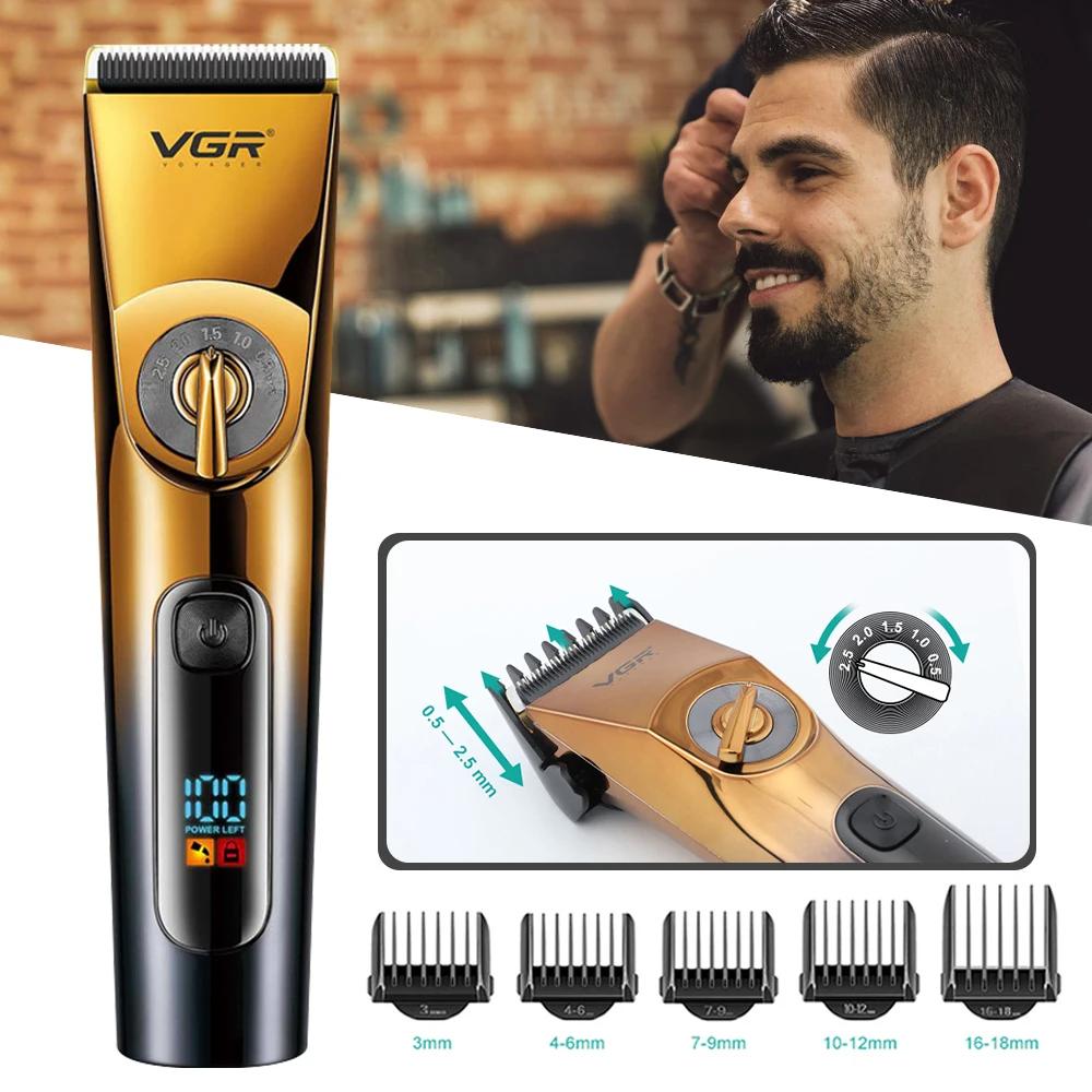 Original VGR 663 Professional Hair Trimmer Electric Hair Clipper IPX6 Waterproof Home Shaver Haircuts Machine with LED Display Barber Trimmer for Men