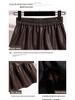 Plus Size High-Waisted PU Leather A-Line Layered Mini Skirt Pants for Spring/Autumn - Fluffy, Anti-Exposure, Slimming