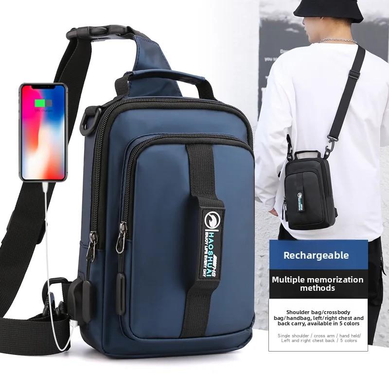 Men Luxury Nylon Large Capacity Chest Bag Outdoor Hiking Travel Crossbody Bag High Quality Waterproof Shoulder Bag