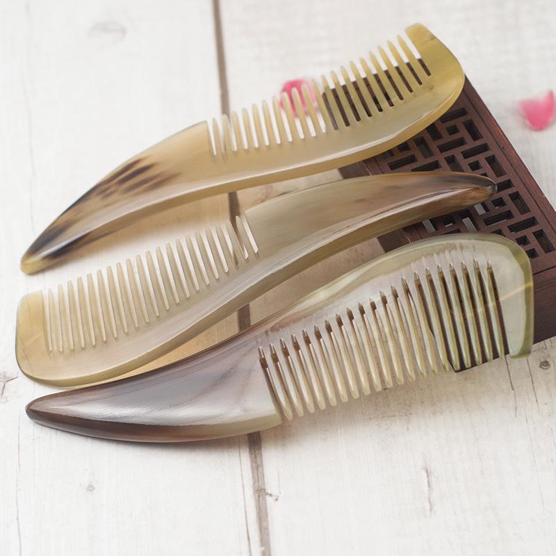 Hemei Natural Horn Comb for Ladies - Scalp Massage & Pointed Tail Design