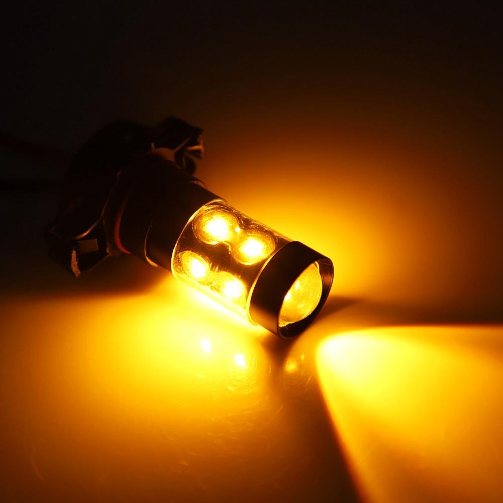 2pcs 3000K 50W Yellow LED Headlight Bulbs Kit Fog Light Car Driving Lamp
