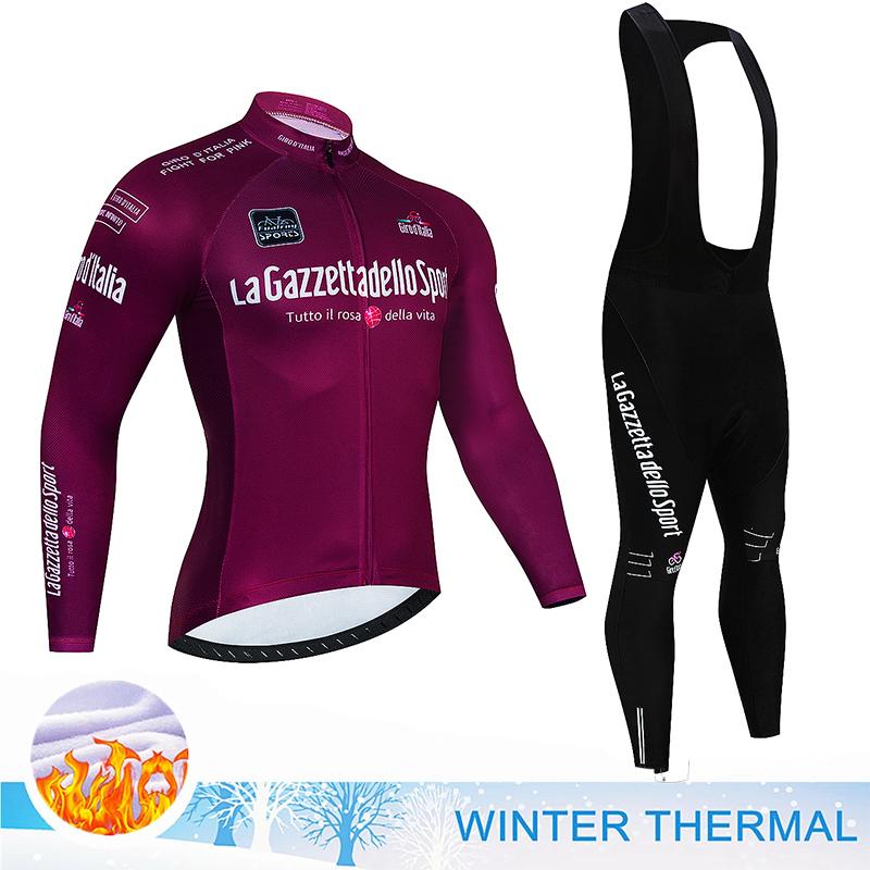 2025 Winter Thermal Fleece Sets Long Cycling Jersey 20D Gel Pad Men Fox Teleyi MTB Ropa Ciclismo Bike Bicycling Maillot Clothes