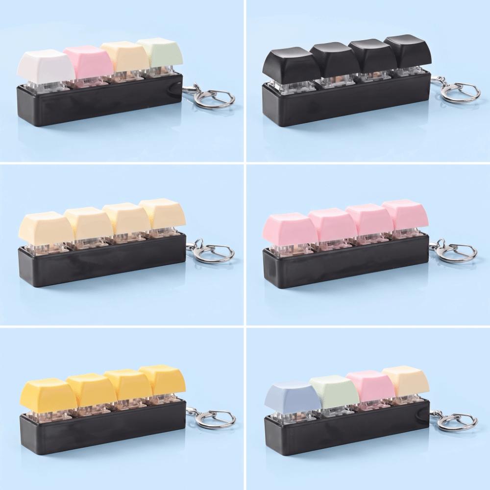 4 Keys Keycap Fidget Keychain Finger Button Keyboard Cube Keychain  Gifts