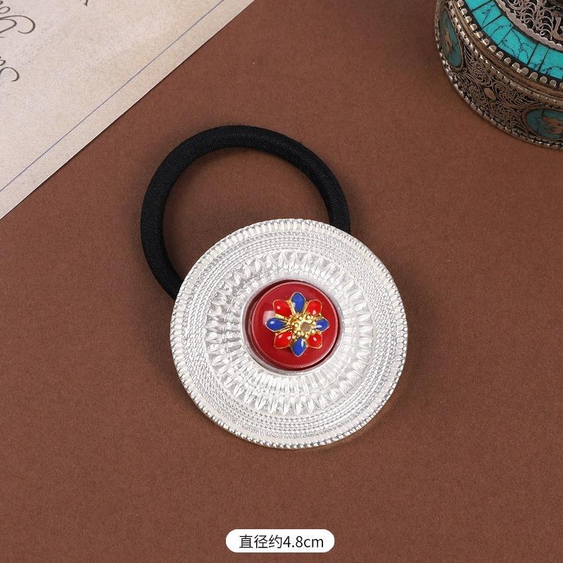 Tibetan Women's Head Flower Headgear Tibetan Hair Rope Rubber Band Tibetan Clothing Accessories Tibetan Dance Performance Xizang Hair Accessories