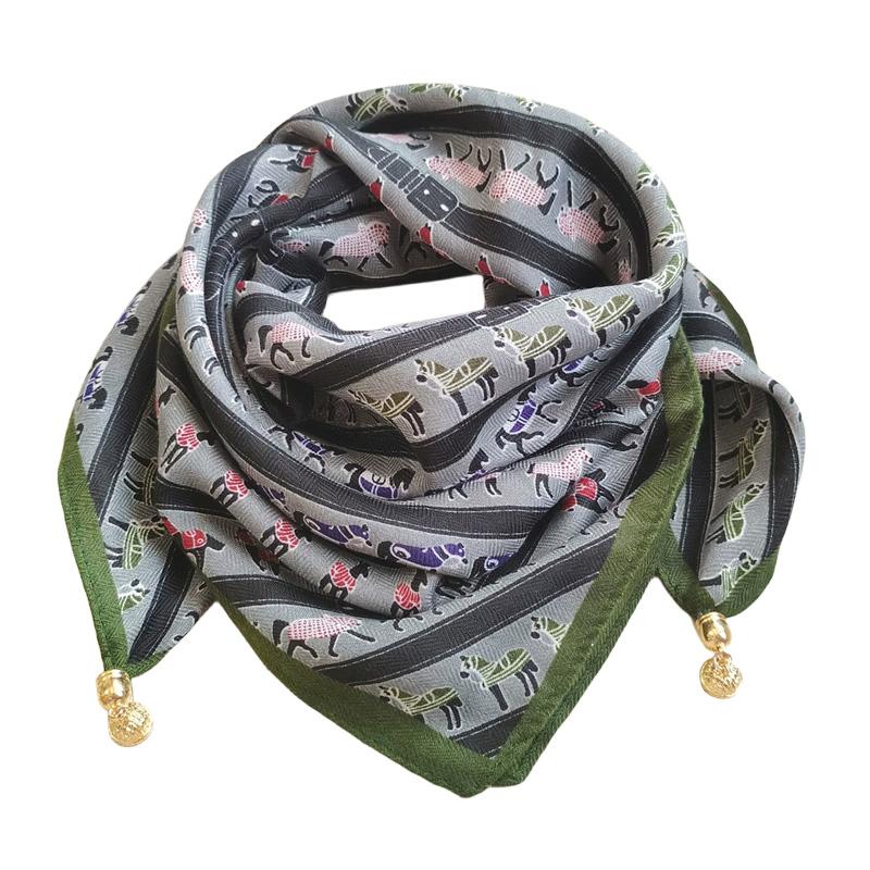 1Pc Neck Brace 2026 Magnetic Clasp Gift Scarf Versatile Triangular Bandage Warm Pony Pattern Cotton