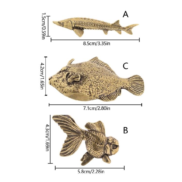 Metal Sturgeon Fish Miniature Figurine Antique Animal Sculpture Decorative Art Piece Ornament for Shelf Desk Gifting
