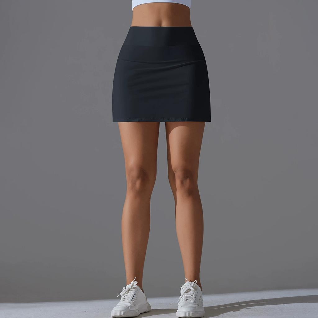 Yoga Skirt Badminton Tennis Skirt High Waist Breathable Sweat Skirt Quick Dry Elasticity Double Layer Yoga Skirt Inside Legging