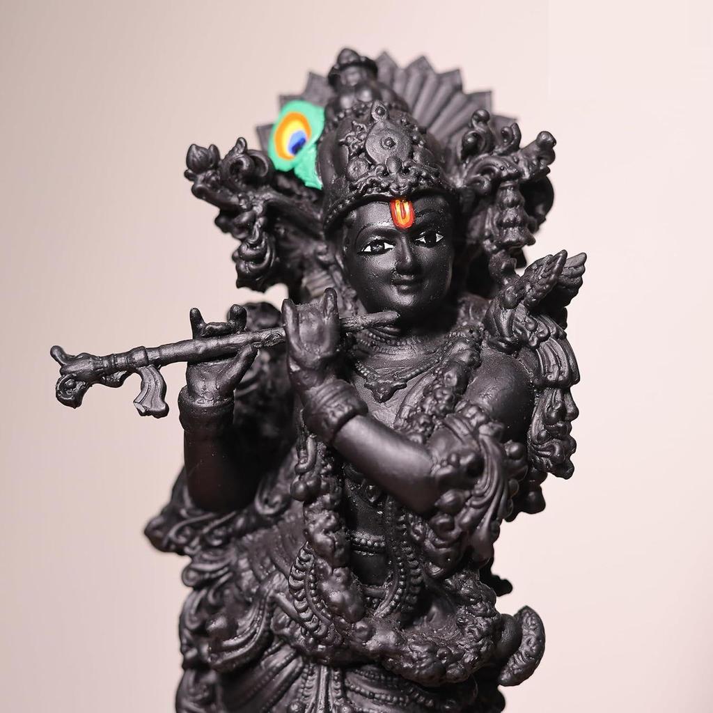 Große Krishna-Murti | Lord Krishna Große Dekorative Schaufigur für Pooja-Raum, Büro & zum Verschenken | Größe 9 Zoll
