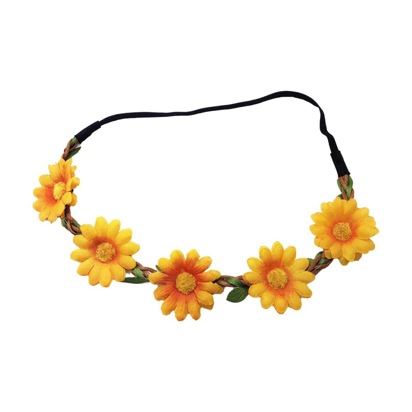 

Sunflower Headband for Women Girls Floral Hair Garland Elastic Band Summer Beach Wedding Boho Photography Accessory One Size