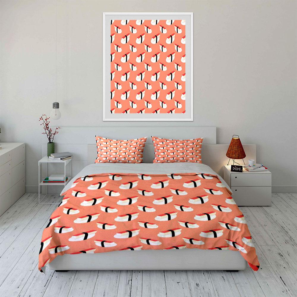 Whimsical sushi dreams. Bedding sets Duvet covers Pillowcases(1* Duvet Cover 2* Pillowcases without duvet insert)