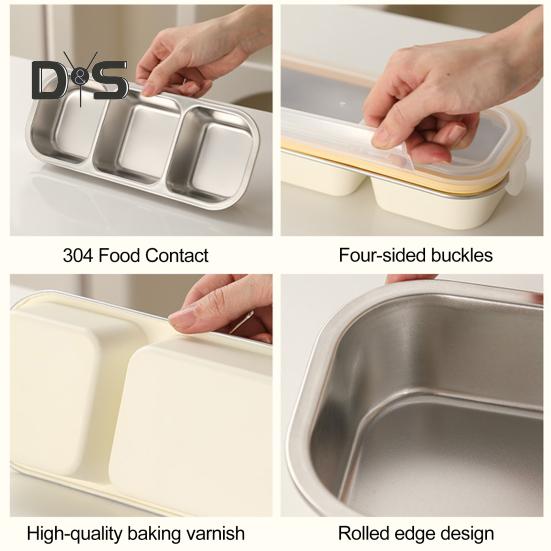 Snackbehälter aus Edelstahl, unterteilte Gewürzbox mit Deckel, Lunchbox mit auslaufsicheren, versiegelten Fächern, wiederverwendbarer Lebensmittelbehälter für die Schule