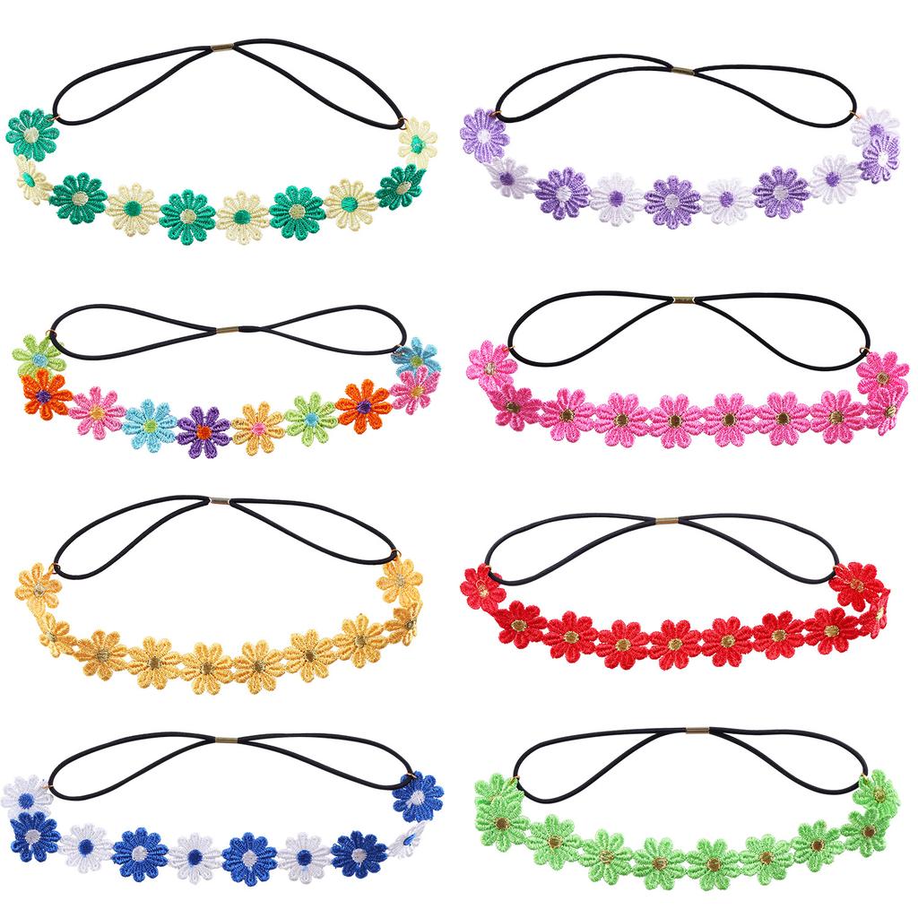 Daisy Flower Headband Sunflower Crown Hair Wreath Bohemian Floral Headpiece for Spring Tourism Wedding Festivals Party