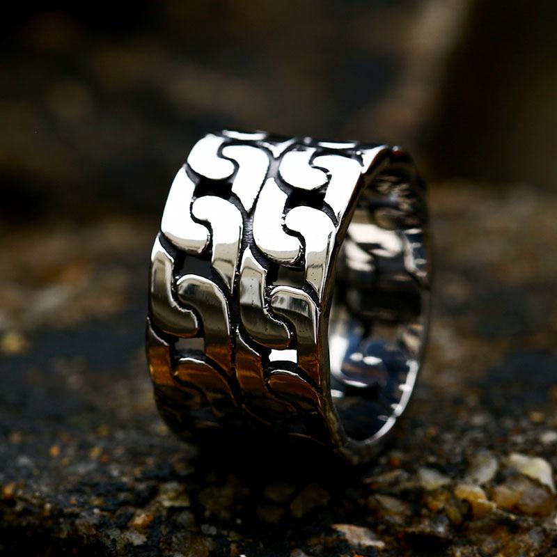 Steel Warrior Cuban Chain Men's Hand Jewelry Fashion Men's Ring