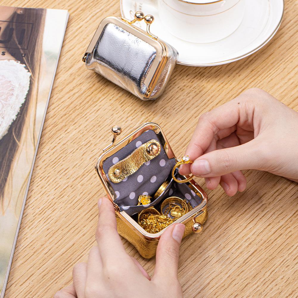 Mini Jewelry Case for Women Fashion Kiss Lock Key Storage Pouch Portable Coin Purse Pendant Necklace Earrings Jewelry Box Bag