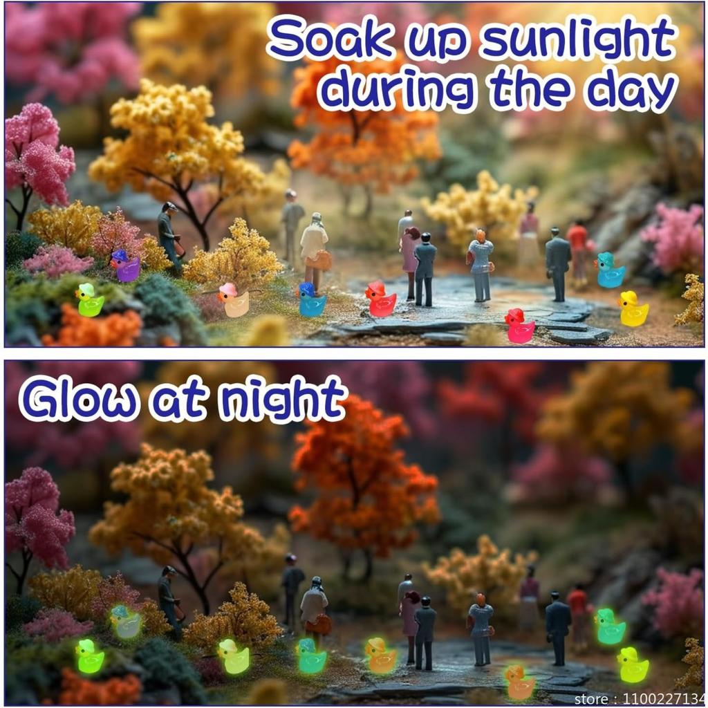 100/50Pcs Glow In The Dark Mini Resin Ducks For Garden Aquarium Micro Landscape Potted Plant Decor Miniature Plastic Ornament