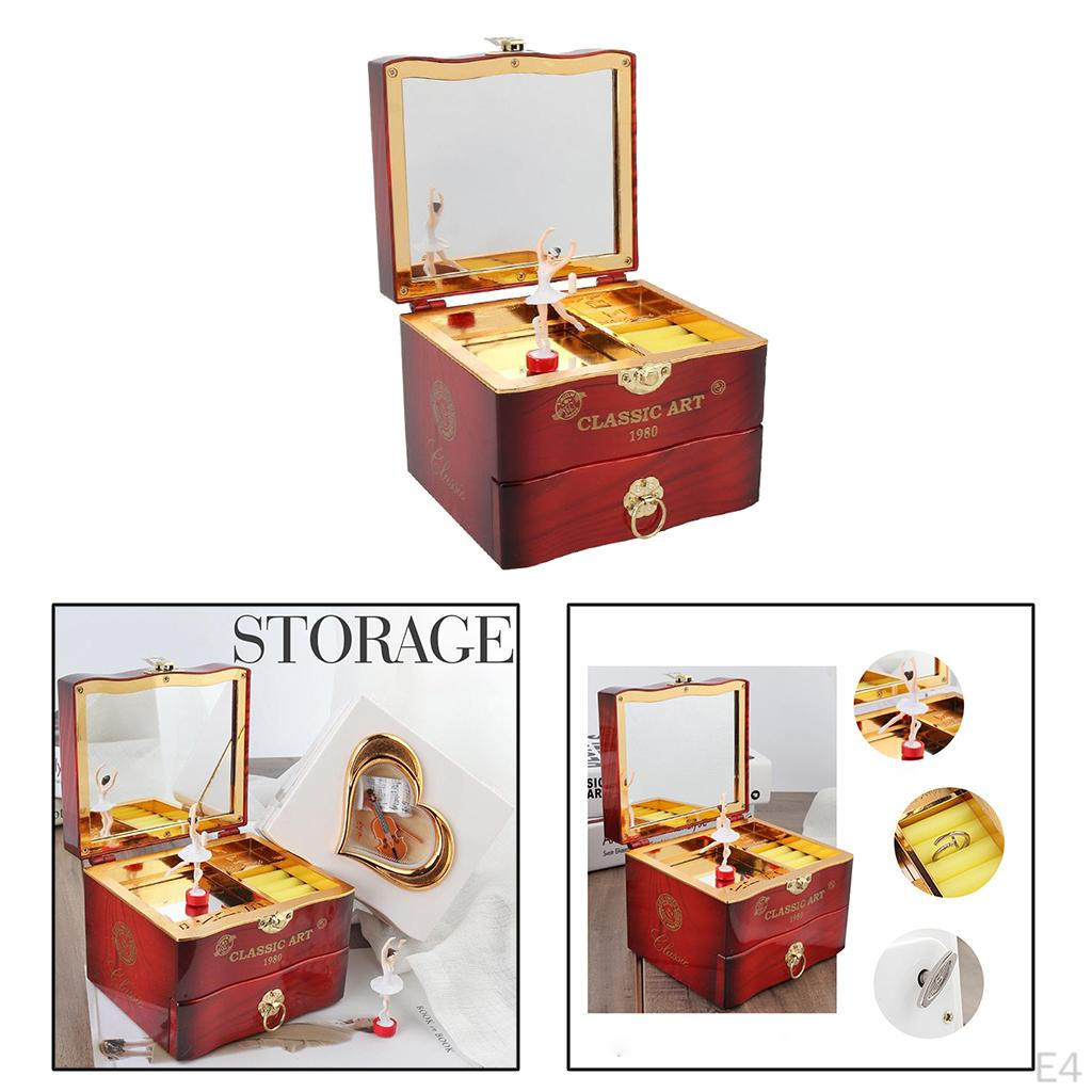 Classic Rotating Dancer Ballerina Piano Music Box Clockwork Plastic Jewelry for Girls Women Hand