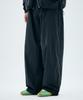 Piali One-Pleat Nylon Wide Half-Banding Pants (Black)