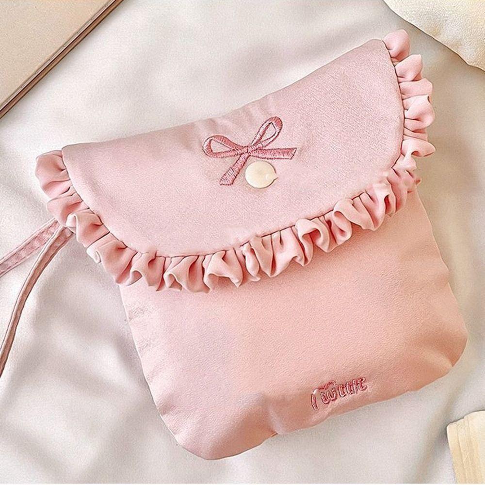 Cotton Cloth Mini Cosmetic Bag Bowknot Bow Makeup Bag Creative Sanitary Napkin Storage Bag  Travel