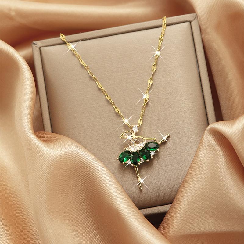 1 Pcs Zircon Rhinestone Ballet Girl Pendant Necklace Collarbone Chain Fashionable Gift Women s Girls Elegant Accessories