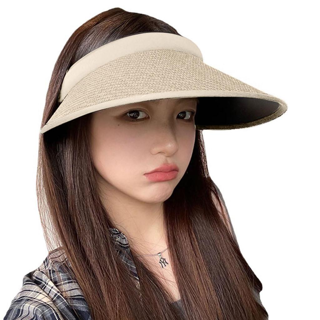 Słomkowy daszek przeciwsłoneczny na UV Szeroka opaska na głowę Fly Mała twarz Góra Pasek pod brodę w zestawie Numer [Lhyxuuk] Kobiety, Ochrona, Rondo, Typ, Nie zsuwa się,