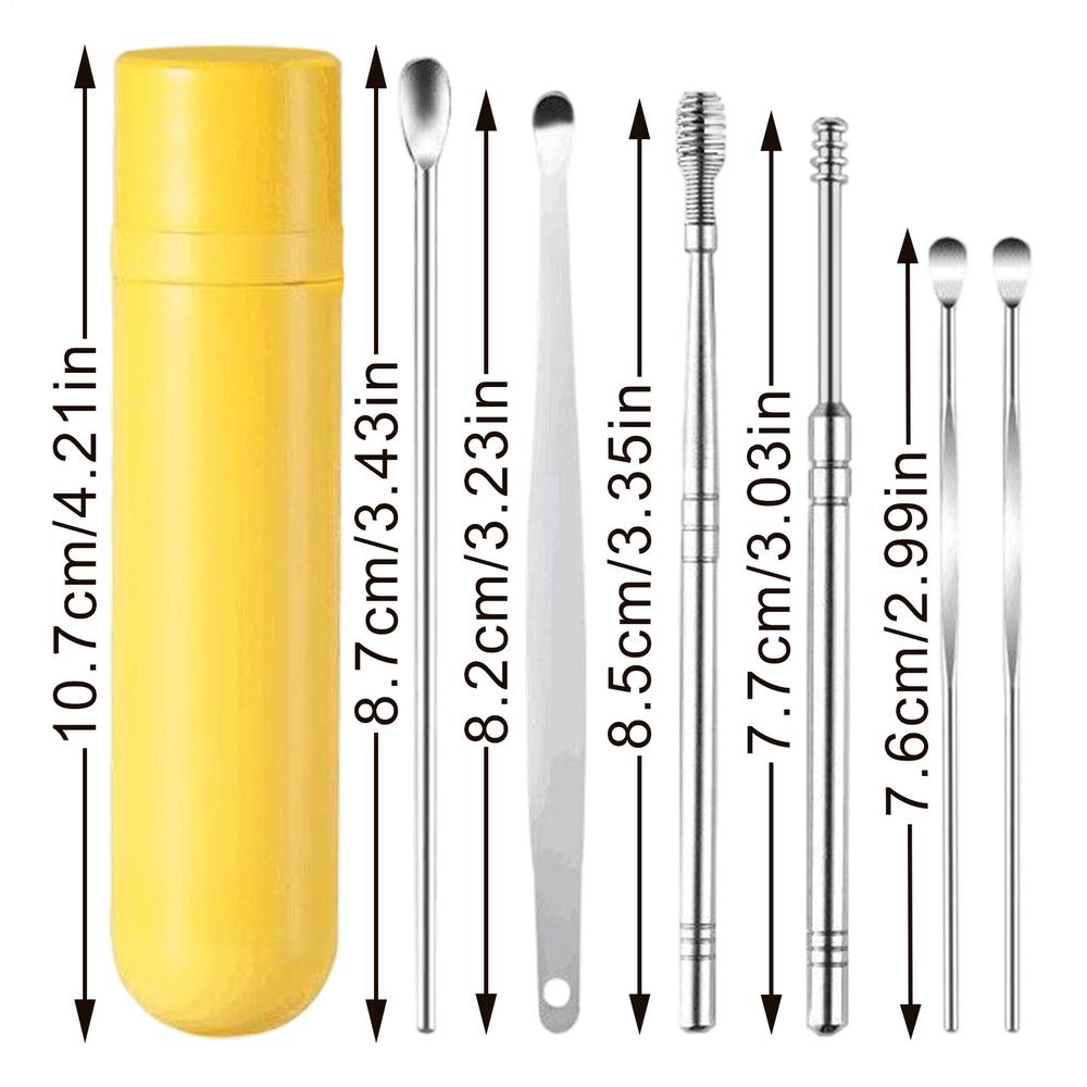6pcs/Set Ear Wax Removal Ergonomic Handle Long Earwax Picker Ear Pick Earwax Removal Tools Earpick Sticks Curette Ear Pick Clean