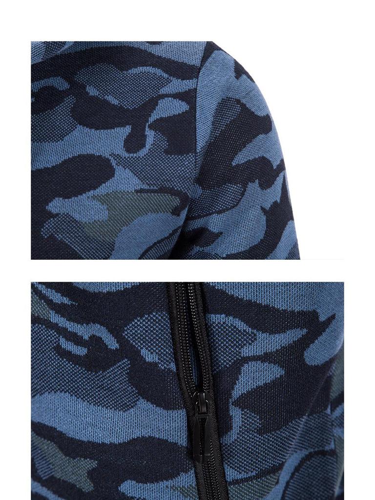 Men's 2021 Camouflage Plus Size Velvet Sweater Cardigan Slim Fit Hooded Jacket
