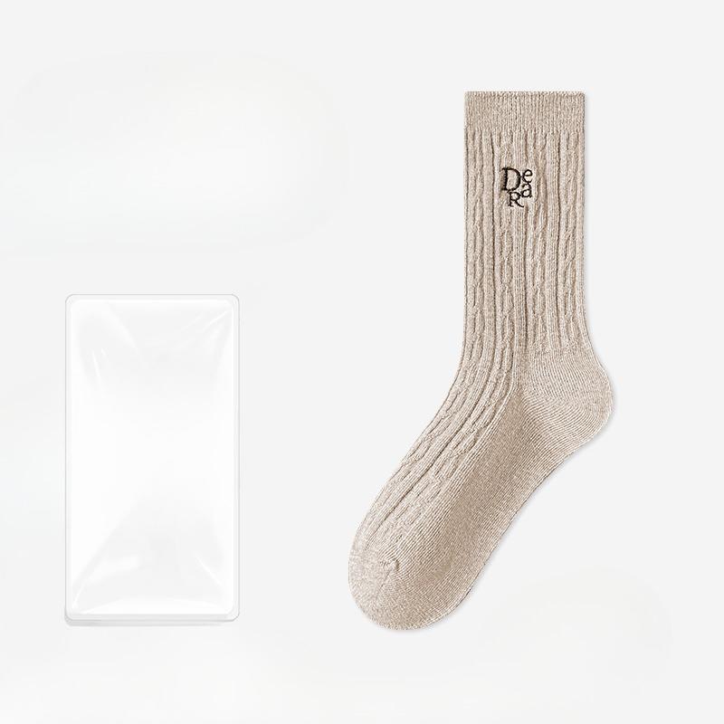 Women's Summer Cotton Embroidery Anti Pilling Breathable Sweat Absorbing Deodorizing Tube Stack Socks