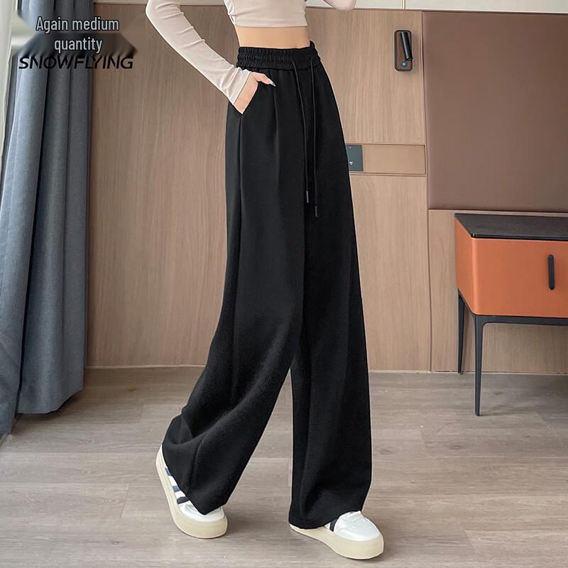 Xuezf Fei Women's High-Waist Draped Straight Leg Casual Pants