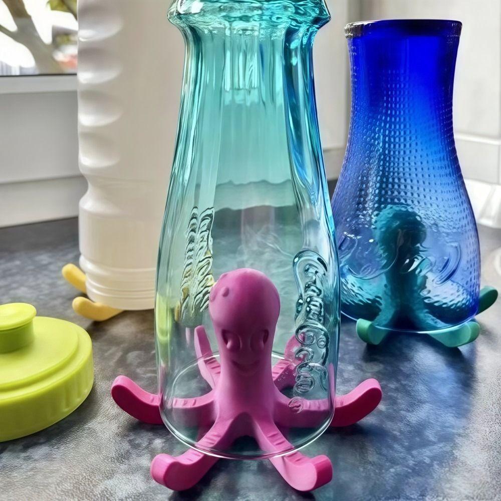 6 Claws Octopus Cup Drain Rack Big Octopus Blue Red Water Bottle Drying Rack 3D Printing Modern Design Water Cup Holder