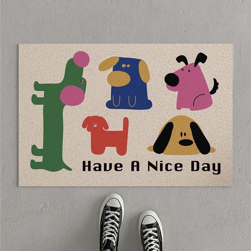New High Quality Cartoon Entry Floor Mat Pvc Silk Circle Floor Mat Outdoor Welcome Mat Non-slip Home Decoration Carpet
