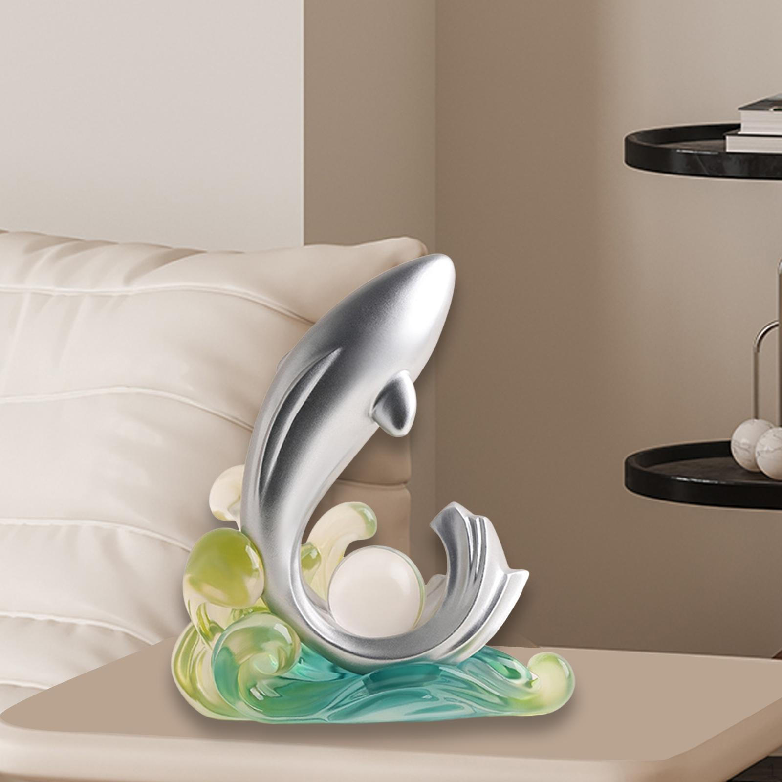 

Статуэтка дельфина, скульптура животного, стеклянный морской орнамент, современный для офисного стола Tall