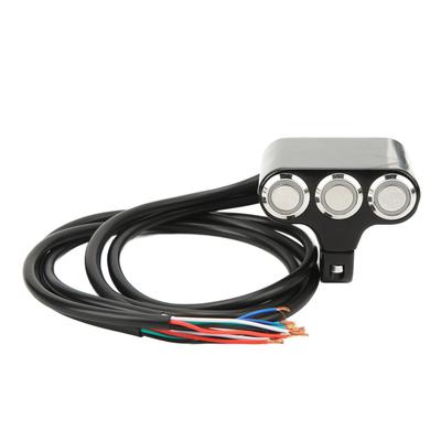 Motorcycle Push Button Aluminium Alloy 3 Bottons with Self Lock Reset Electric Bike Handlebar Switch for Conversion