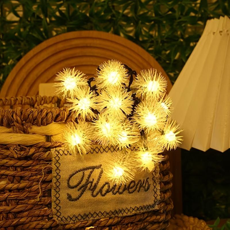 5/6/9m Solar-Powered Dandelion Seed Ball String Lights, 8 Modes Garden Decorative Hanging Ornaments, Christmas Decoration Light