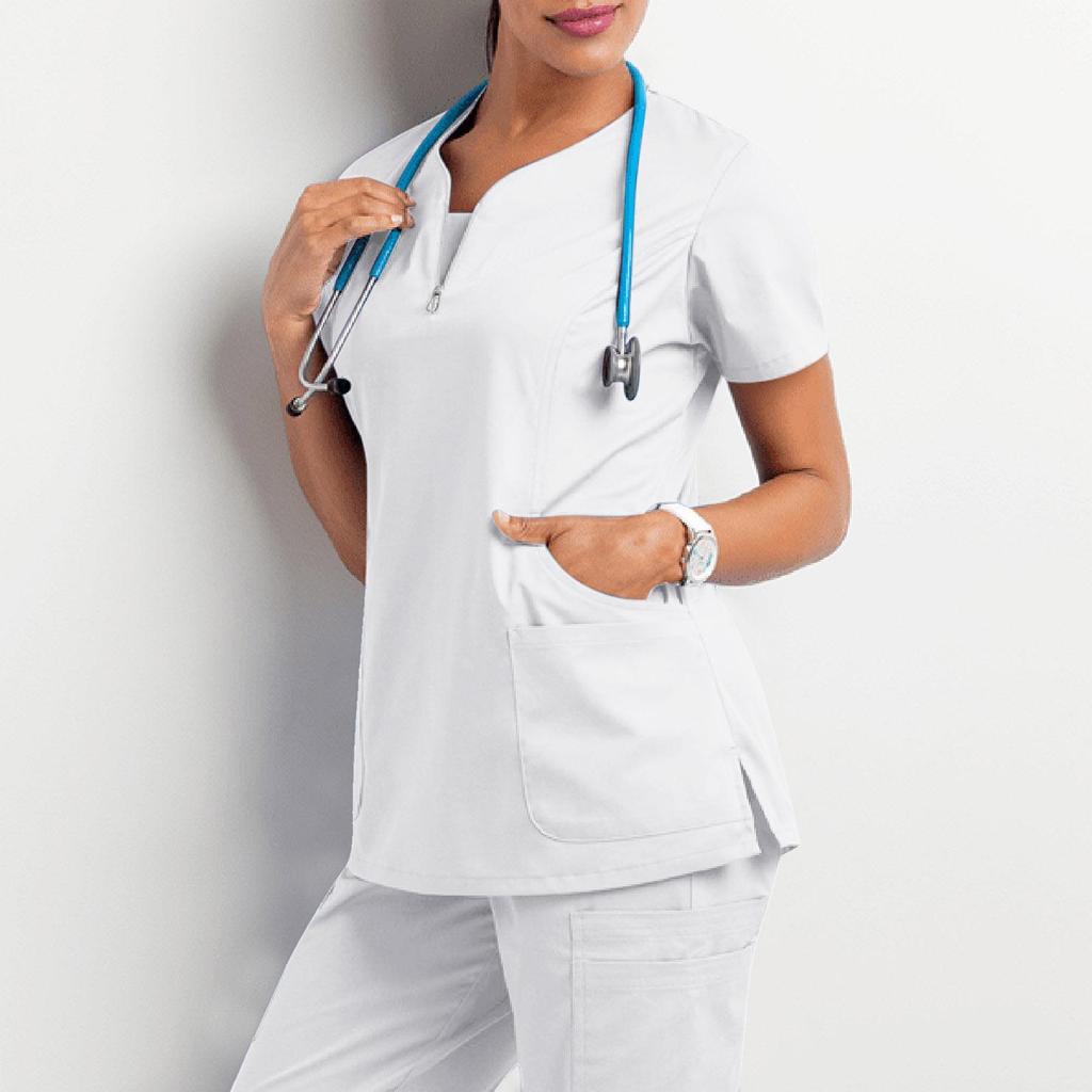 Women's Short Sleeve Scrub Top - Nurse/Surgeon Workwear T-Shirt Gown