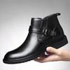 Genuine Leather Men's Formal Boots Fashion British Style Dress Chelsea Boot Luxury Crocodile Pattern Business Boot Casual Boots