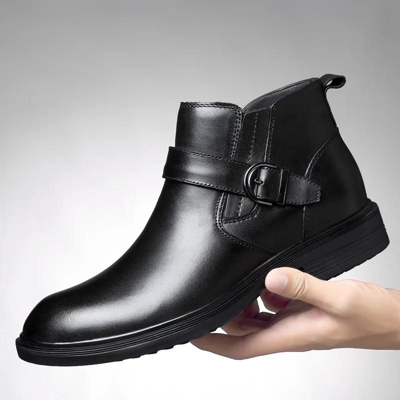 Genuine Leather Men's Formal Boots Fashion British Style Dress Chelsea Boot Luxury Crocodile Pattern Business Boot Casual Boots