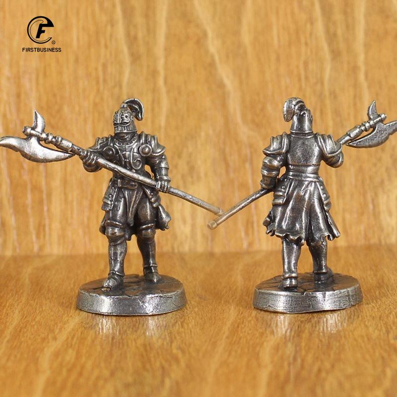 White Brass War Legions Fearless Knight Soldier Models Miniature Figurine Collections Metal Chess Piece Table Game Ornament Gift