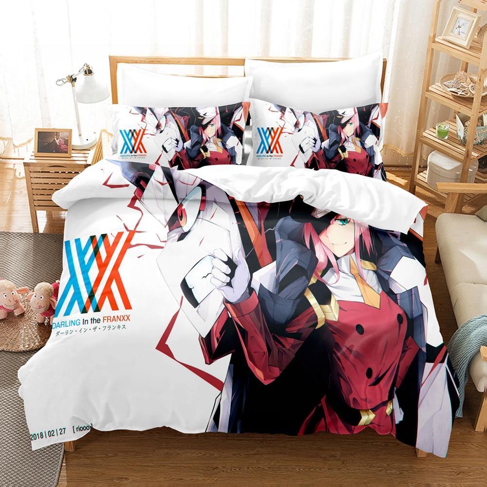 Zero Two (Darling In the FranXX) 002 Bedding Set Single Twin Full Queen King Size Bed Set Aldult Kid Bedroom Duvet Cover Sets