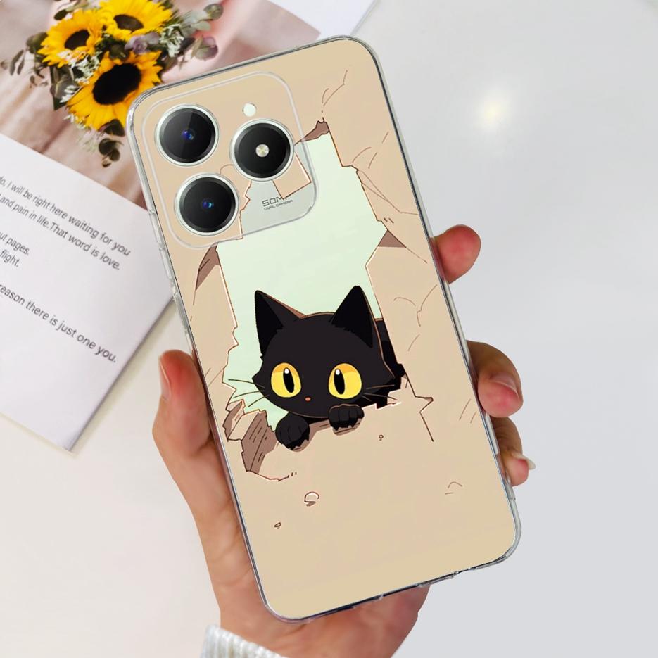 For Realme C61 Case RMX3939 Cute Panda Cartoon Painted Cover Soft Slim Phone Case For Realme C63 C 61 RealmeC61 RealmeC63 Bumper