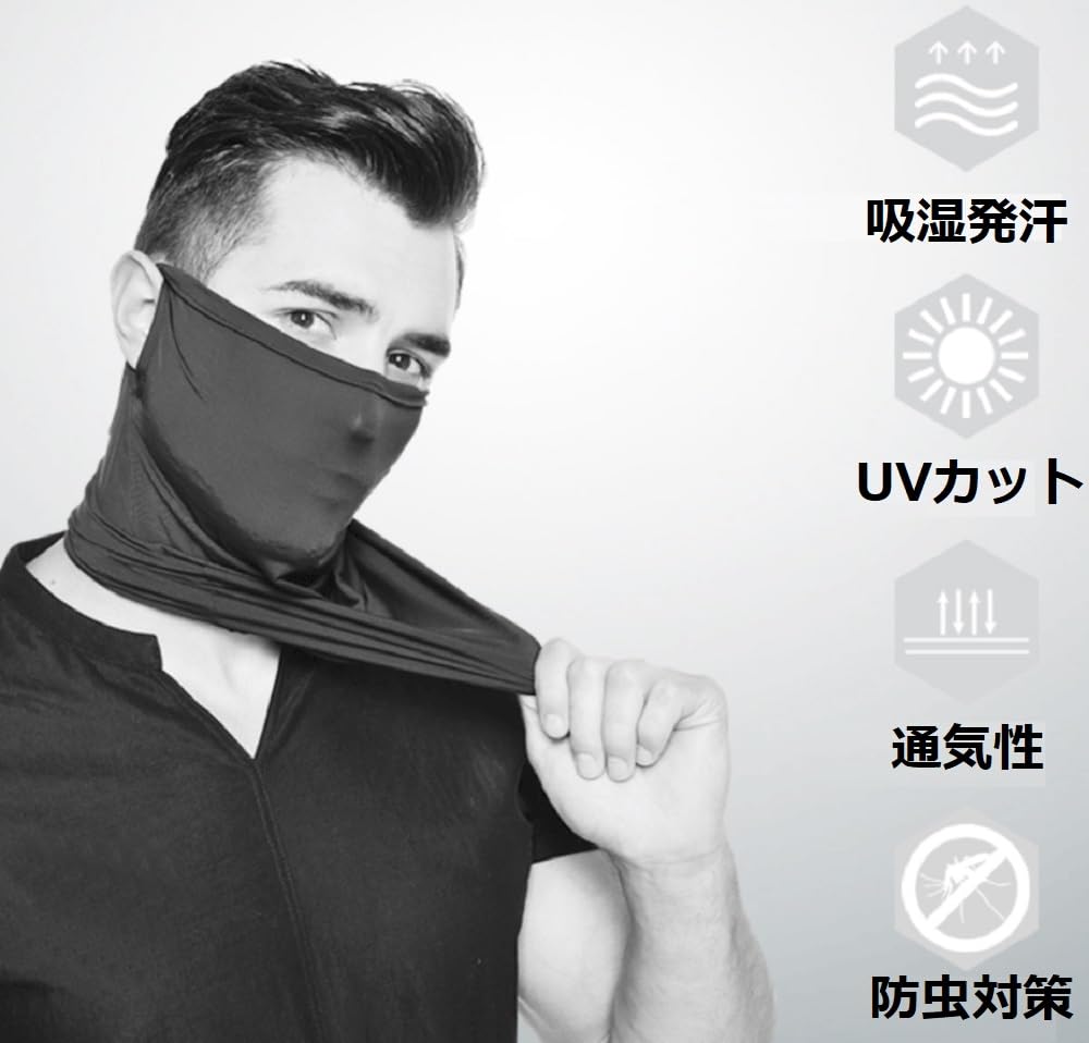 World Bridge Face UV Neck Ear Loops Mask, Protection, Thin, Windproof, Cover, (Black)